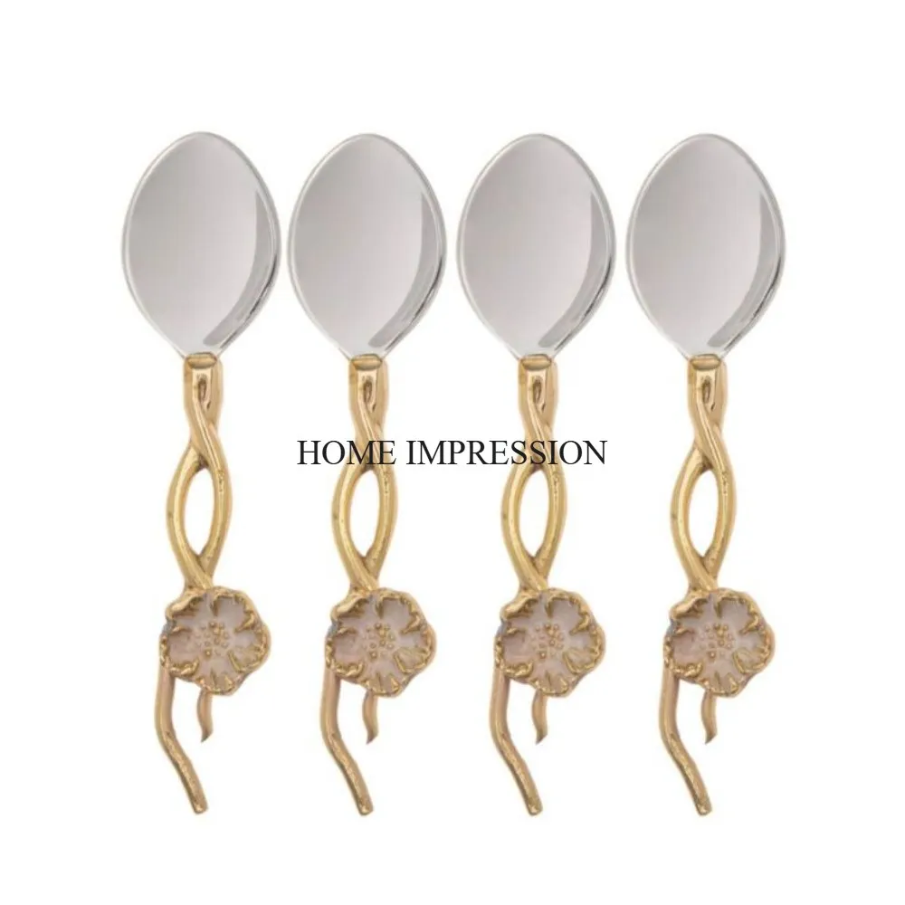 Hotels And Restaurants Kitchenware Dinnerware Sets Gold Plated Flower Designer Attractive Look Cutlery Set Supplies From India