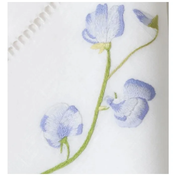 Embroidery Flower Design Flat Sheets High Quality White Cotton Sateen Bed Sheets Embroidery Bedding Set and Pillowcases