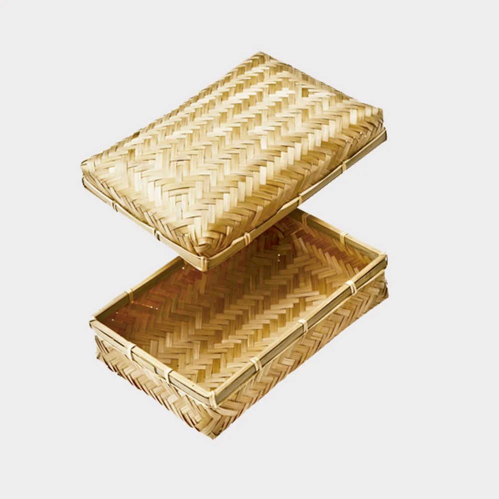 Eco-Friendly Luxury Bamboo Wood Mooncake Storage Box Premium Folding Basket Tray Kitchen Wholesale Price Trending Container