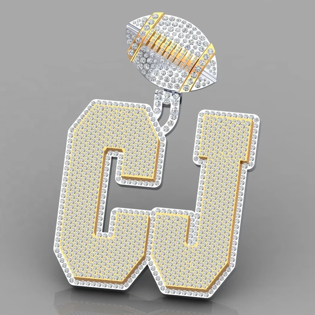 Custom Letter Logo Name Pendant 925 Sterling Silver Pass Diamond Tester Vvs Moissante Letter Charm Pendant For Necklace