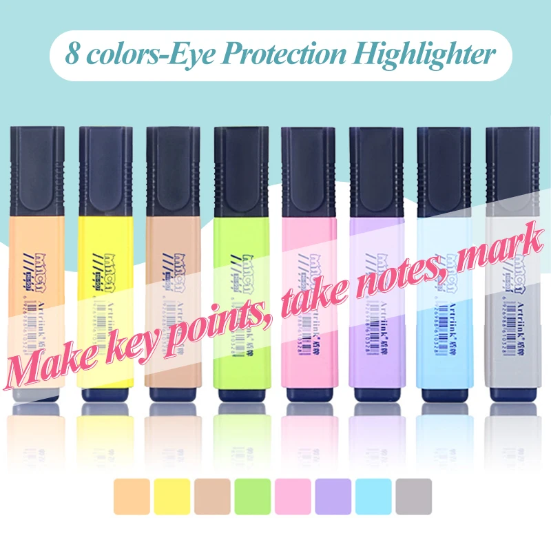 Artriink HL-907 4/8 colors/set eco-friendly non-toxic multi colored highlighter marker highlight pen set stationery