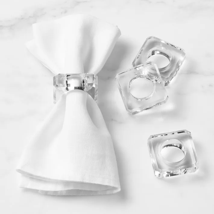 Red Acrylic Napkin Rings Polished Finish Wedding Party Table Decoration Napkin Holders Square Hotel Plexiglass Napkin Buckles