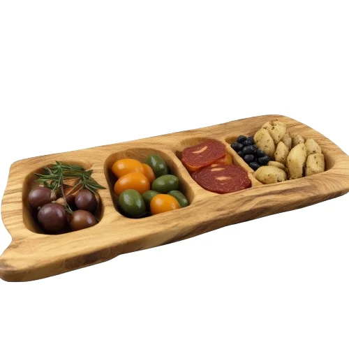 Olive oil dipping dish appetizer dish restaurant dinner plate olive wood kitchen plate wedding decoration serving wooden dish.