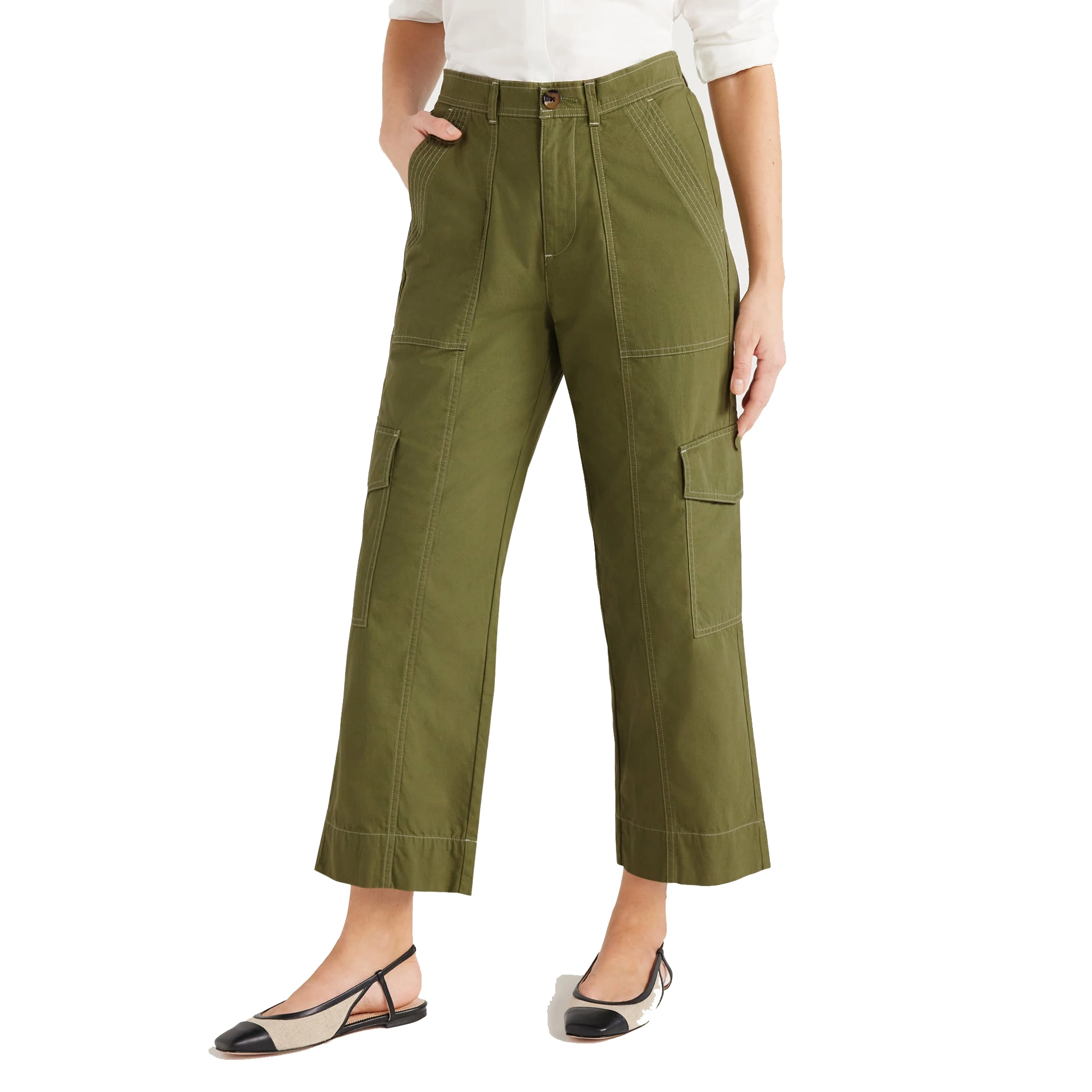 2024 женские хлопковые брюки-карго с большими карманами