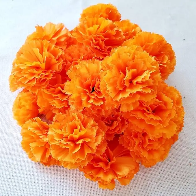 Orange Flower Garlands 5-Foot Long Marigold  Artificial Plastic Material Parties Celebrations New Year Indian Weddings Theme