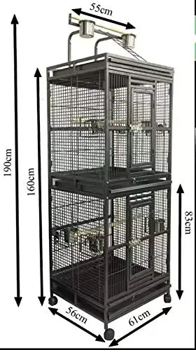 Tall 2- in- 1 Twin Double Parrot Aviary Bird Cage with Play Roof Top Ladder Wheels African Grey Parrots Cockatiels Parakeets