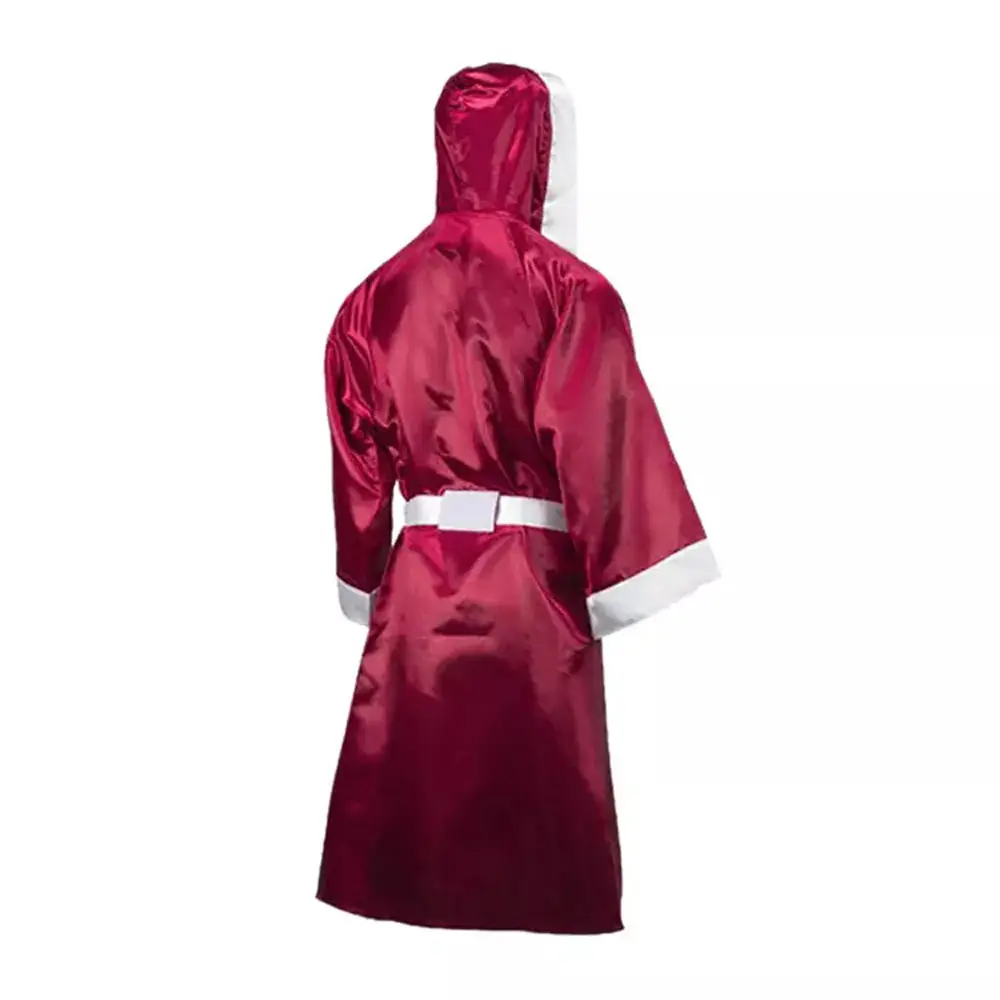 Adult Men Satin Stock Full Length Robe Boxing Costume Robe Cloak with Hood 100% Satin Silk Robe