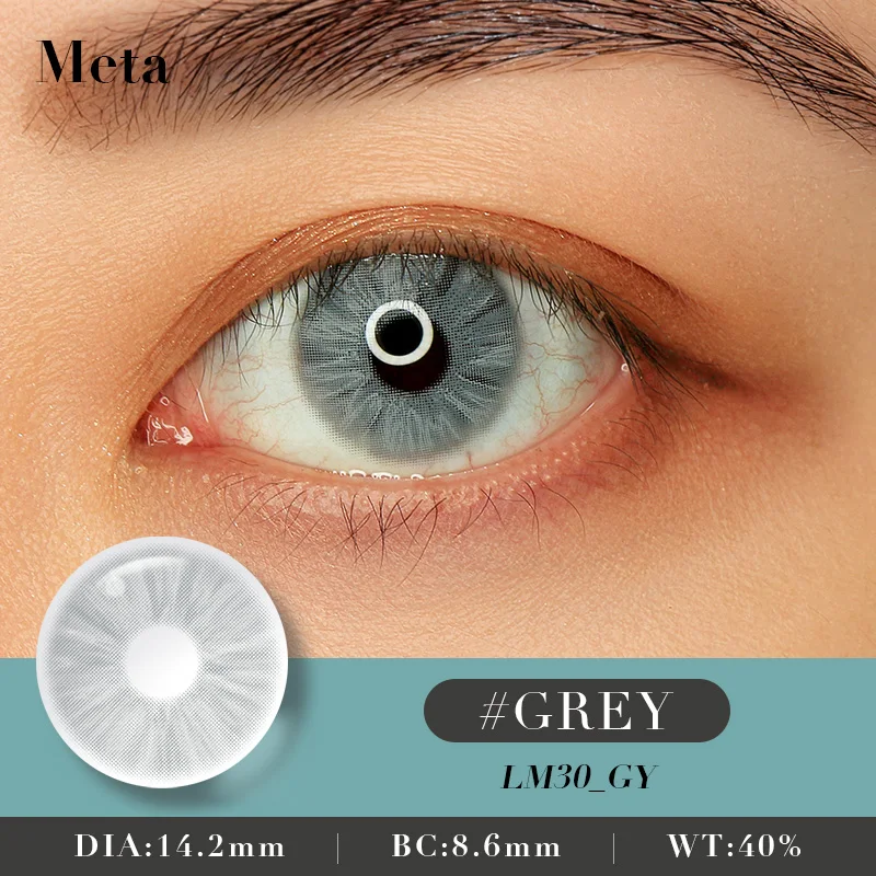 Customized disposable gray wholesale Leemoo META yearly color eye lens contact lenses colour len with power for lady mini
