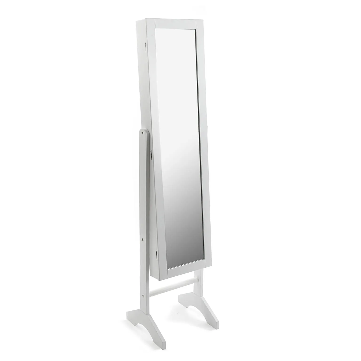High Quality White Dressing Mirror Modern Jewellery Cabinet Style Bedroom Furniture MDF Wood Interior of Black Flannel