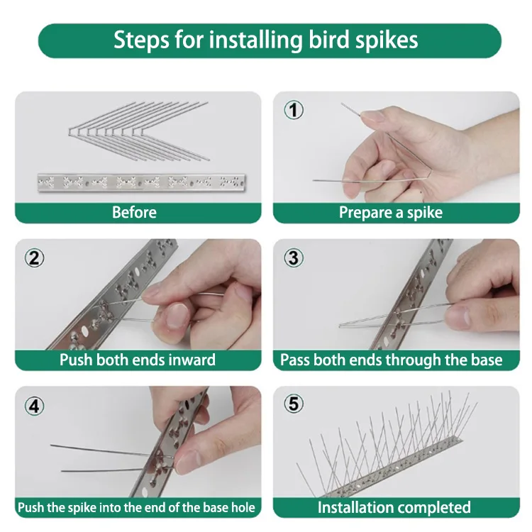 Stainless Steel Anti Bird spike Pigeon Strips  Small anti Birds Pigeons Fence stop Nest Bird Spikes