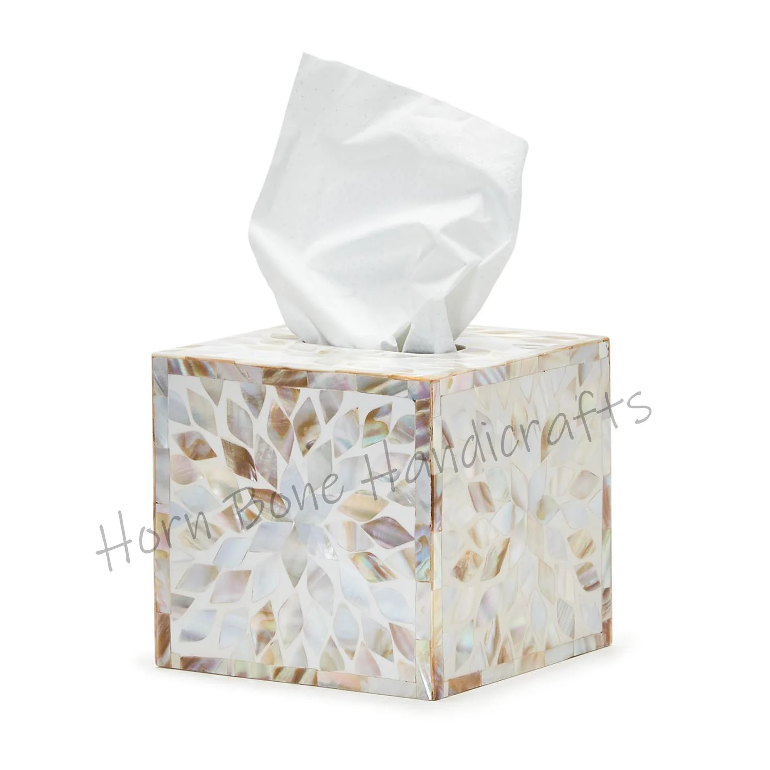 High Quality Mother of Pear Square Shape Tissue Box Mosaic Pearl Home Tableware Tissue Holder Pearl Inlay Tissue Box For Home