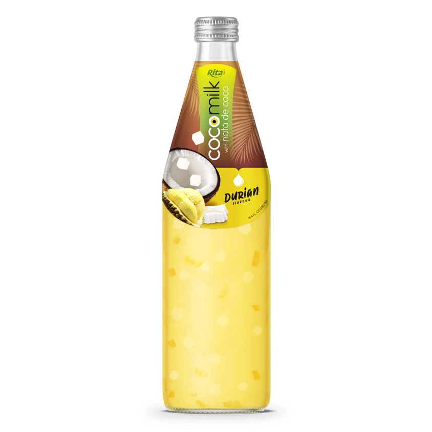 Good Beverage Coconut Milk With Durian Flavor Nata De Coco In 485ml Glass Bottle From Vitetnam
