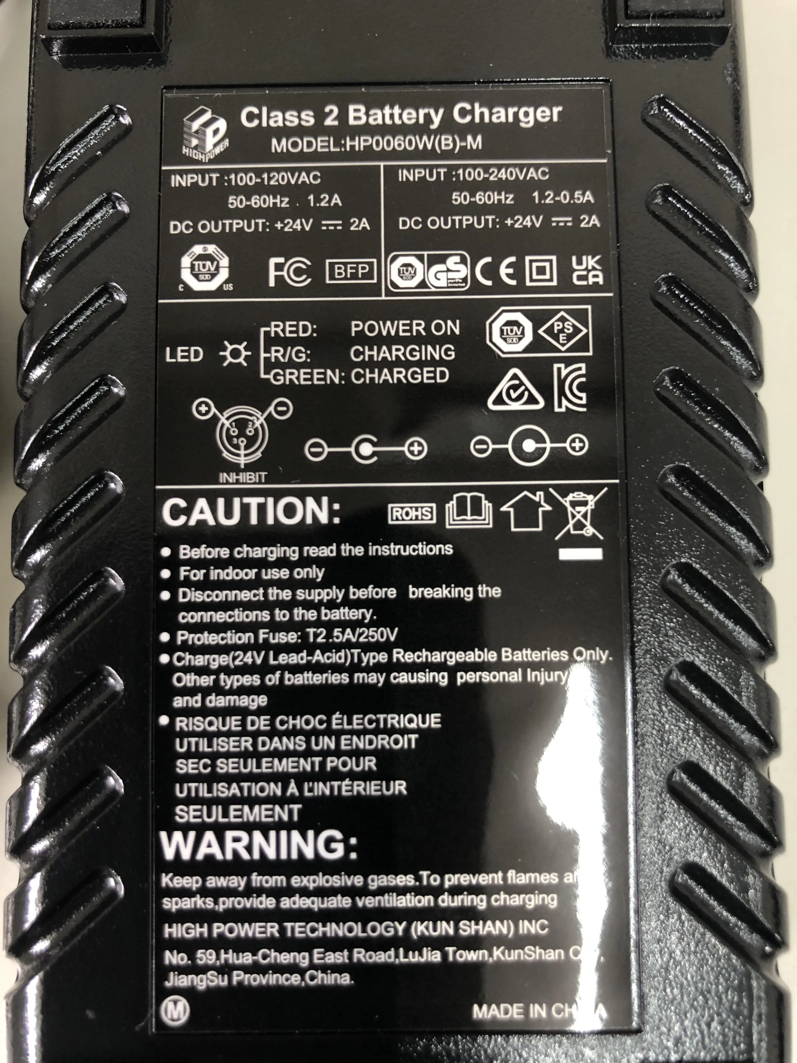 HP0060WB-M HP replace HP1202B Battery Charger 2 pin for Mobility Scooters  option AU /EU/ USA plug power cords