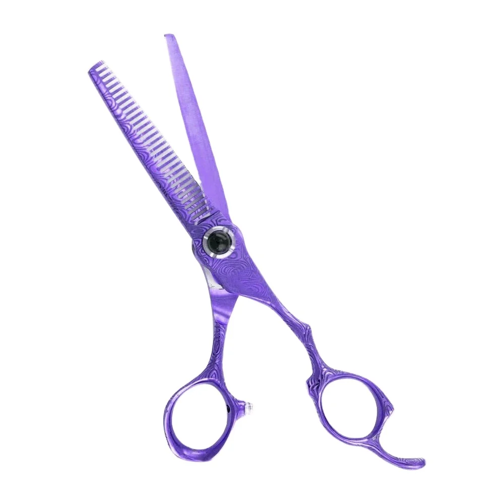 Professional Double Edge Thinning Scissor Barbers Scissor Stainless Steel Hair cutting scissors with ergonomic thumb ring