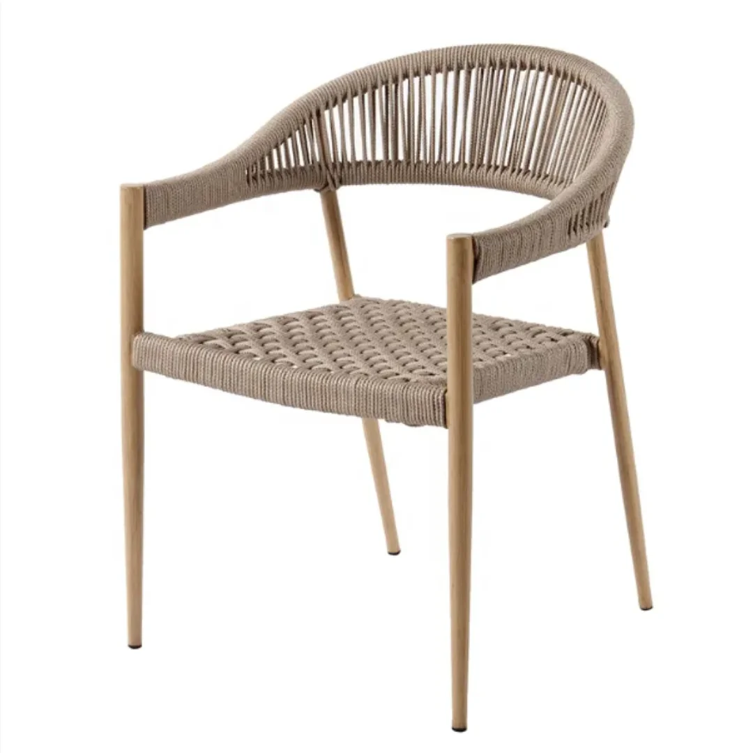 Outdoor Garden Chairs Patio Furniture Woven Rope Wicker Sessions Dinner Chairs Garden Cafe Dining Aluminum Outdoor Furniture