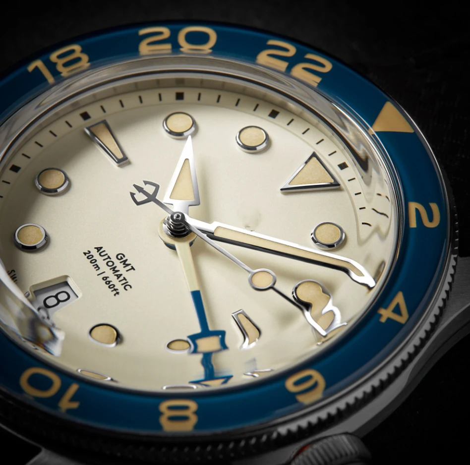 Новый дизайн! NH34 часы GMT Купольные сапфировые стеклянные вставки с BGW9 светящиеся