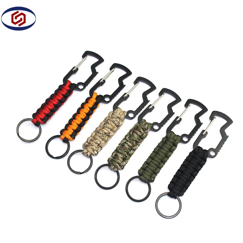 Outdoor Tactical Mountaineering D-Shackle Keychain Climbing Braided Paracord Survival Keyring