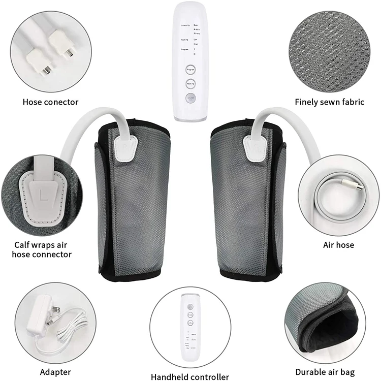 Professional manufacturer air pressure compression massage modes 3 intensities heated leg and calf massager