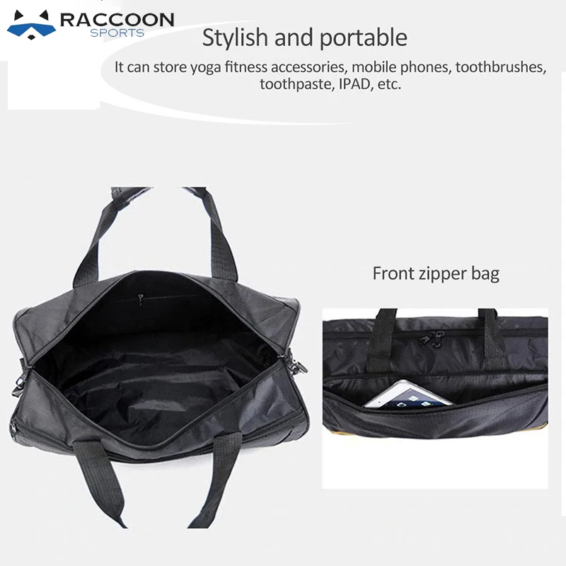 2022 Eco-friendly New Design 600D Polyester Gym Sports Travel Duffel Bags With Pockets By Raccoon Sports