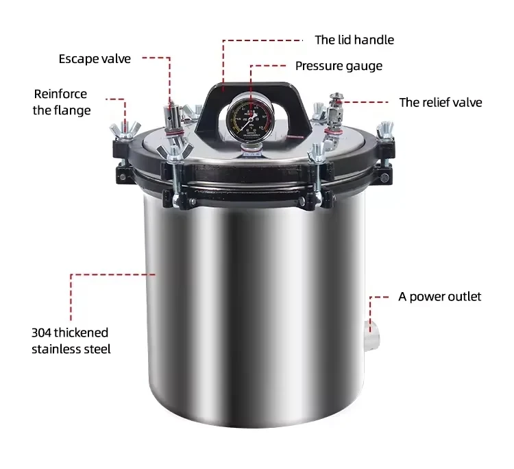 High Pressure 8I 10L Autoclave Vertical Steam Sterilizer Laboratory High Temperature Veterinary Instrument Sterilizer