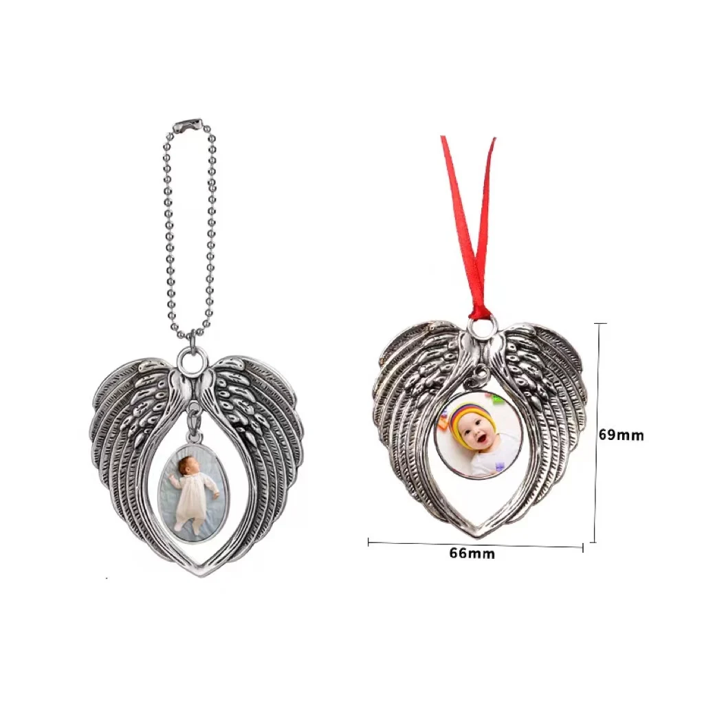 Sublimation Blank Metal Heat Transfer Coating Printable Photo Customized Angel wings Ornament