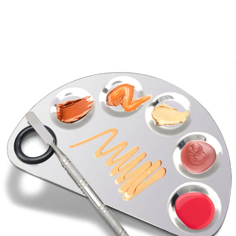 Square Perforated  Eyeshadow Palette Contour Stainless Steel Custom Cosmetic Mixing   Makeup Palette with Spatula