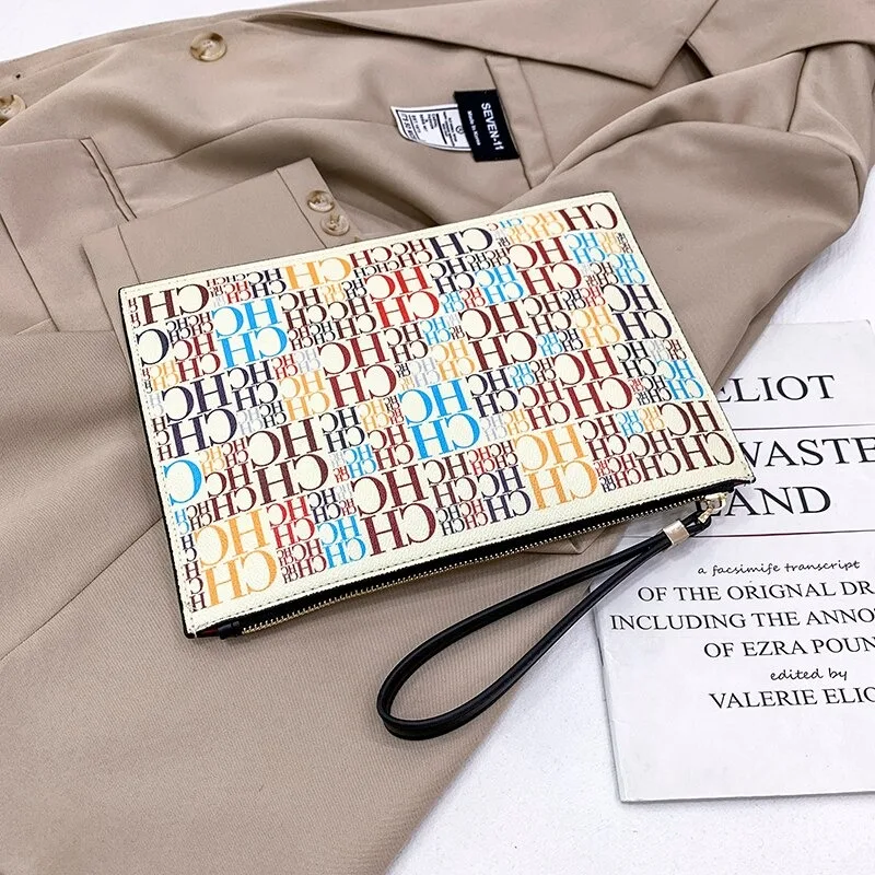 New Luxury Brand CH Clutch Unisex High-quality CH Letter Pattern Clutch luxury envelope leather business clutch purse