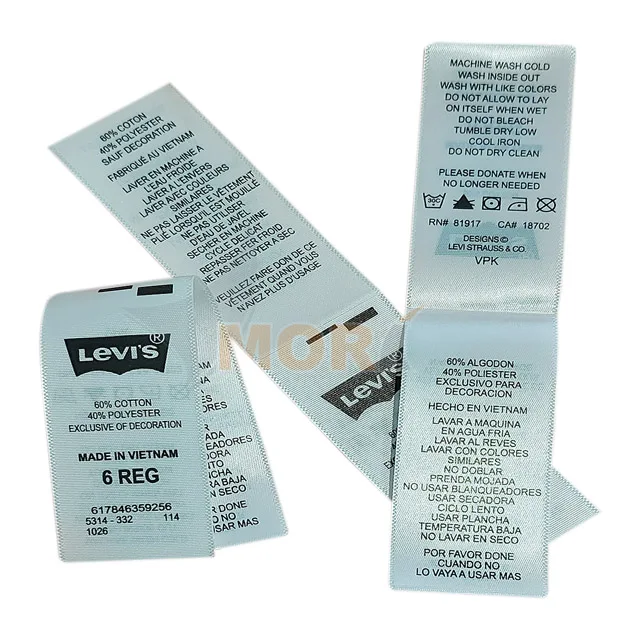 MORI Customized Garment Label For Clothing Logo Satin Silk Printing Custom Satin Woven Labels Fabric Tags Labels Support Custom
