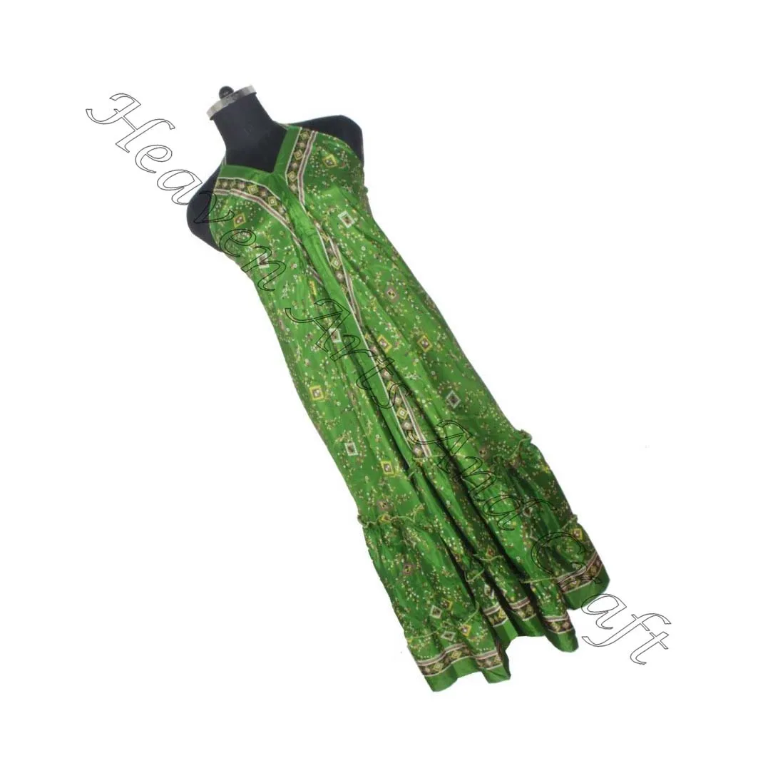 Hit 2023 Indian Handmade Vintage Sari Silk Maxi Dress Ladies Elegant Dinner Gown Sleeveless Evening Gowns Womens Dress