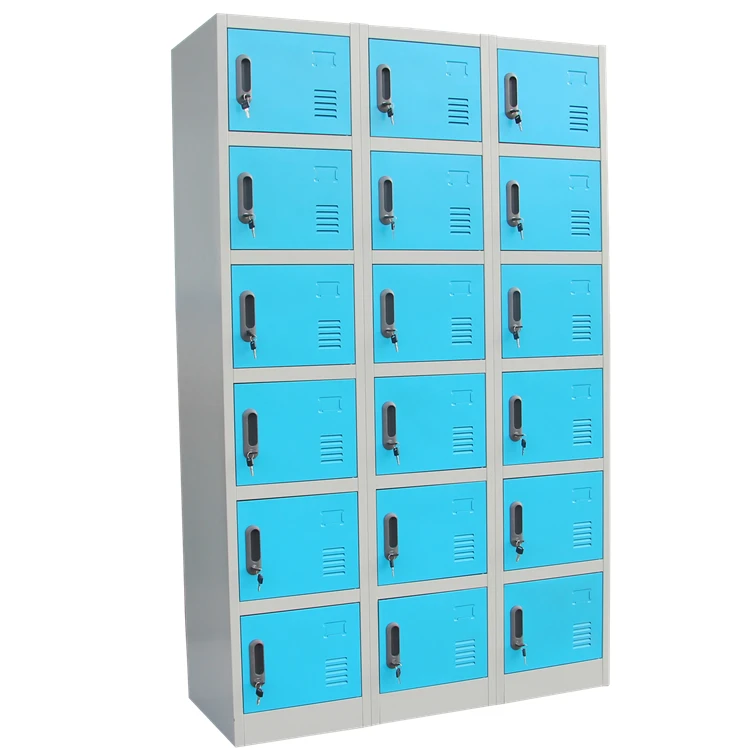 18 Door Compartment Metal Wardrobe Shoeboxes Storage Locker Metallic Steel Cubby Locker