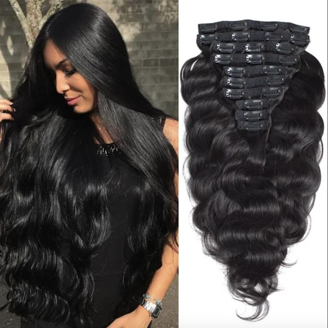 Transform Your Look in Minutes with Clip-In Hair Extensions 100% Unprocessed Human Hair Customized Color and Texture