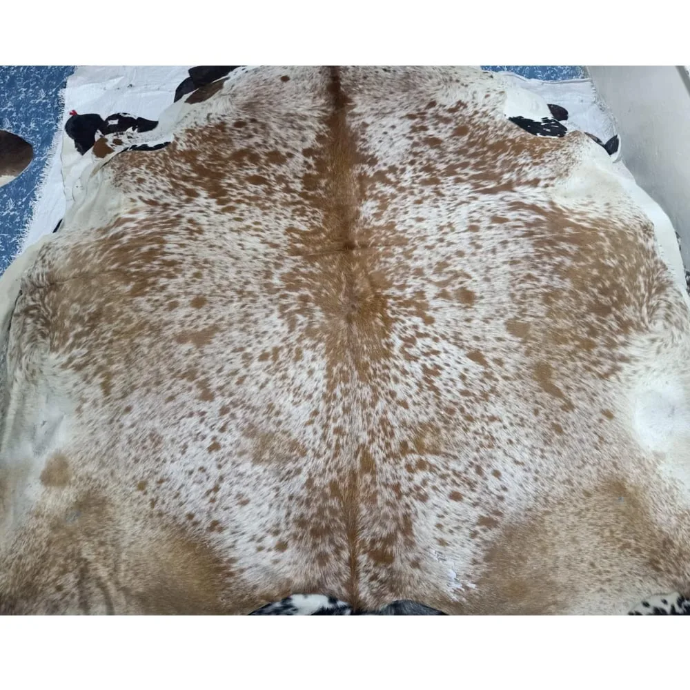 Cowhide Rug-Black and white Cowhide Rug-Living Room Rug-Hair On Rugs-Tri-colour Rugs-Brindle Cowhide-Ottoman Rugs-Soft Carpet