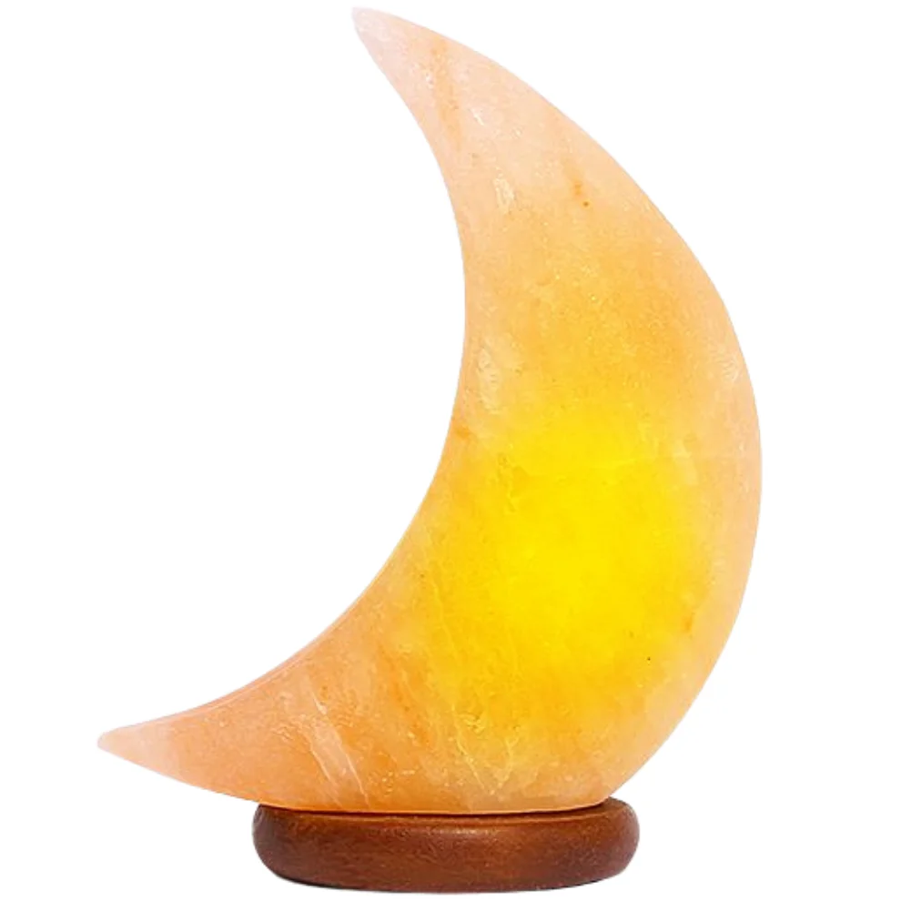 New Arrival Moon Shape Himalayan Pink Crystal Salt Lamp 100%  Natural Pink Rock Salt