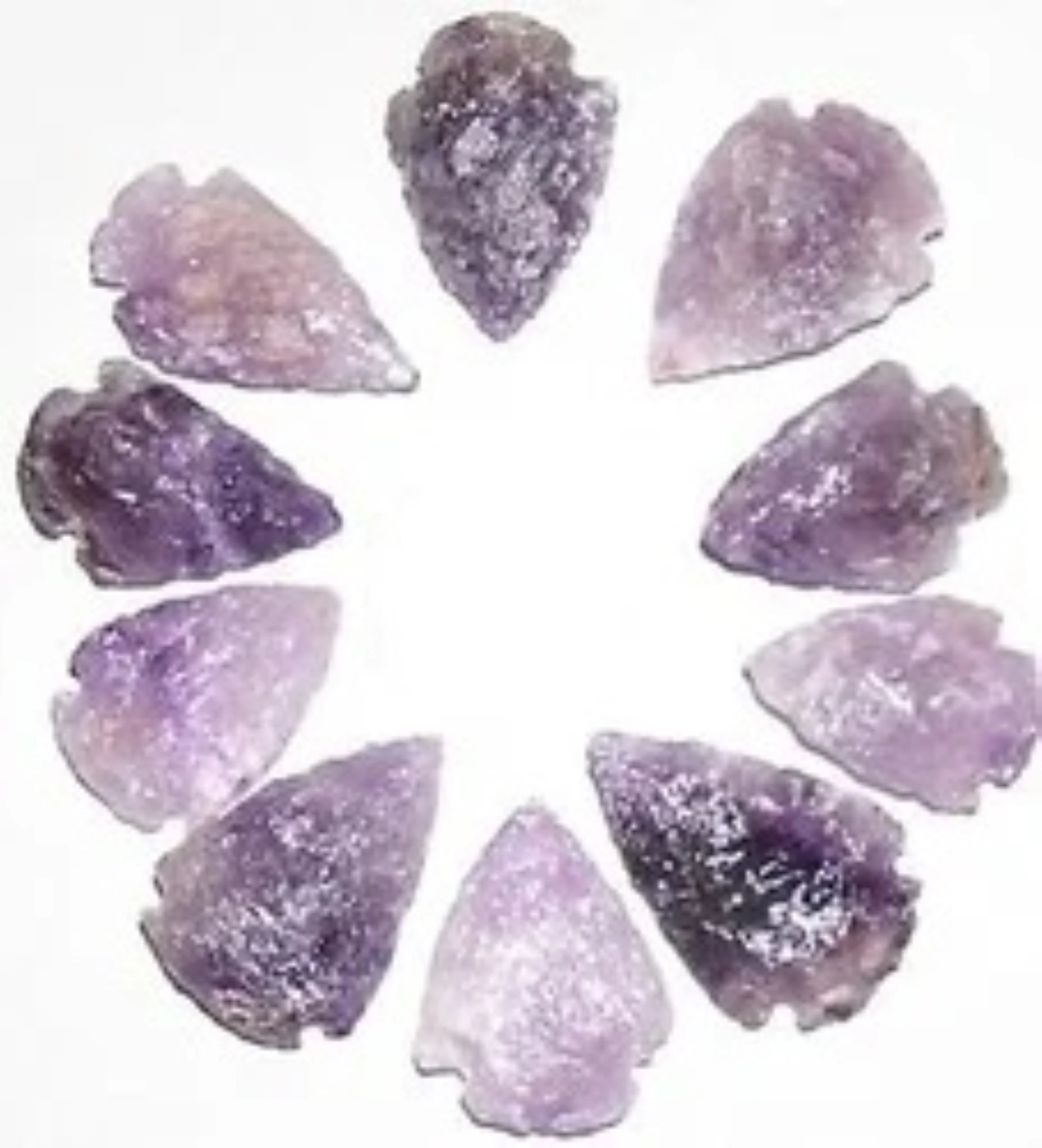 Wholesale Natural Indian Agate Amethyst Gemstone Arrowheads Sets Reiki Healing Handmade Bulk Agate Arrowheads Set For Vastu