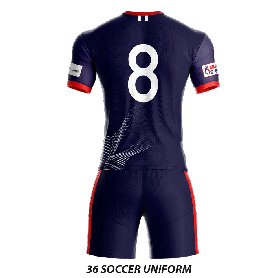 High Quality Soccer Uniform jersey and shorts made of 100% polyester soft feel fabric