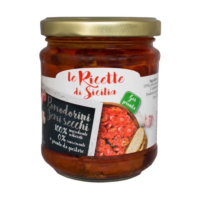 Made in Italy ready to eat food side dishes 190 gr semi dried cherry tomatoes in sunflower oil