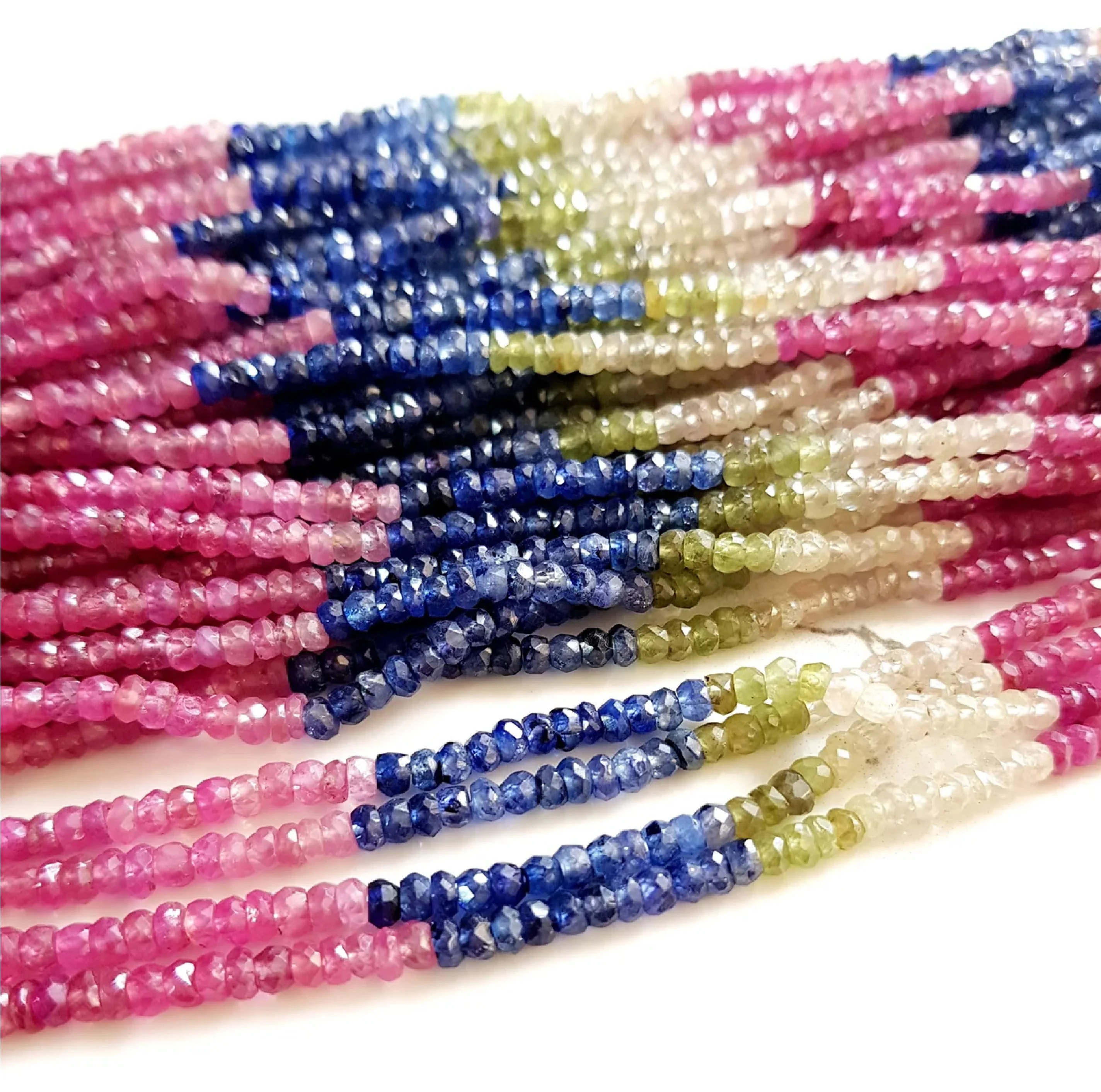 Wholesale 3-4 mm Faceted Gemstone For Jewelry Making Jade Rondelle Sapphire Stone Bead