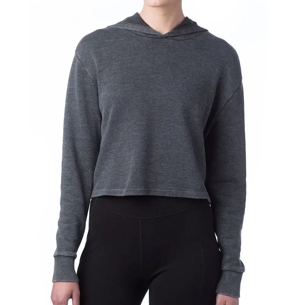 High Quality Cotton French Terry Plain Crop Top Custom Logo Women Hoodies New Fashion Custom Heavyweight crop top Hoodies