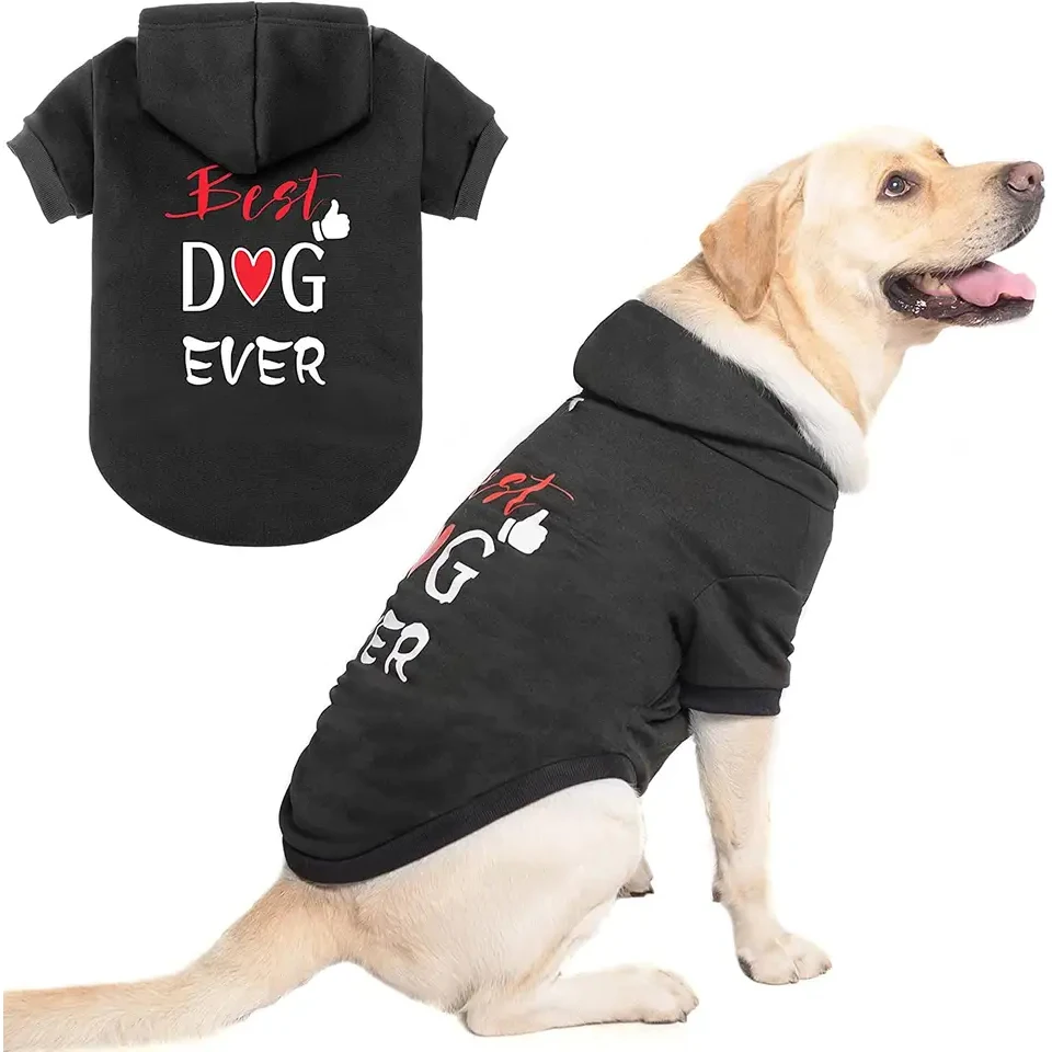 Dog Hoodie Best Dog Ever Clothes with Soft Material and Leash Hole Stylish Eye-catching Dog Sweater for Small Medium
