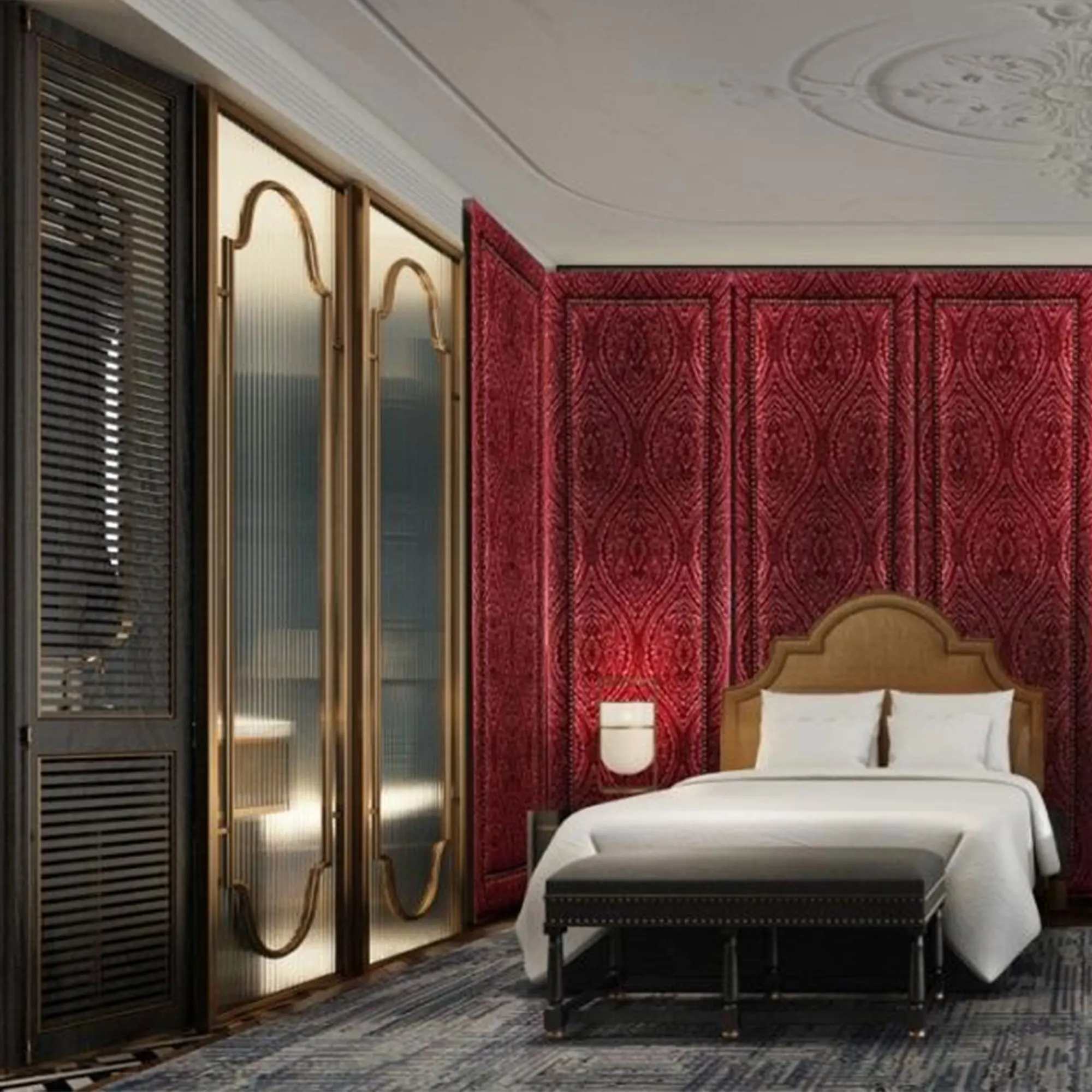 Factory Price Design Wood Design Complete Customized Star Queen Size Bed Modern Hotel Bedroom Furniture Set