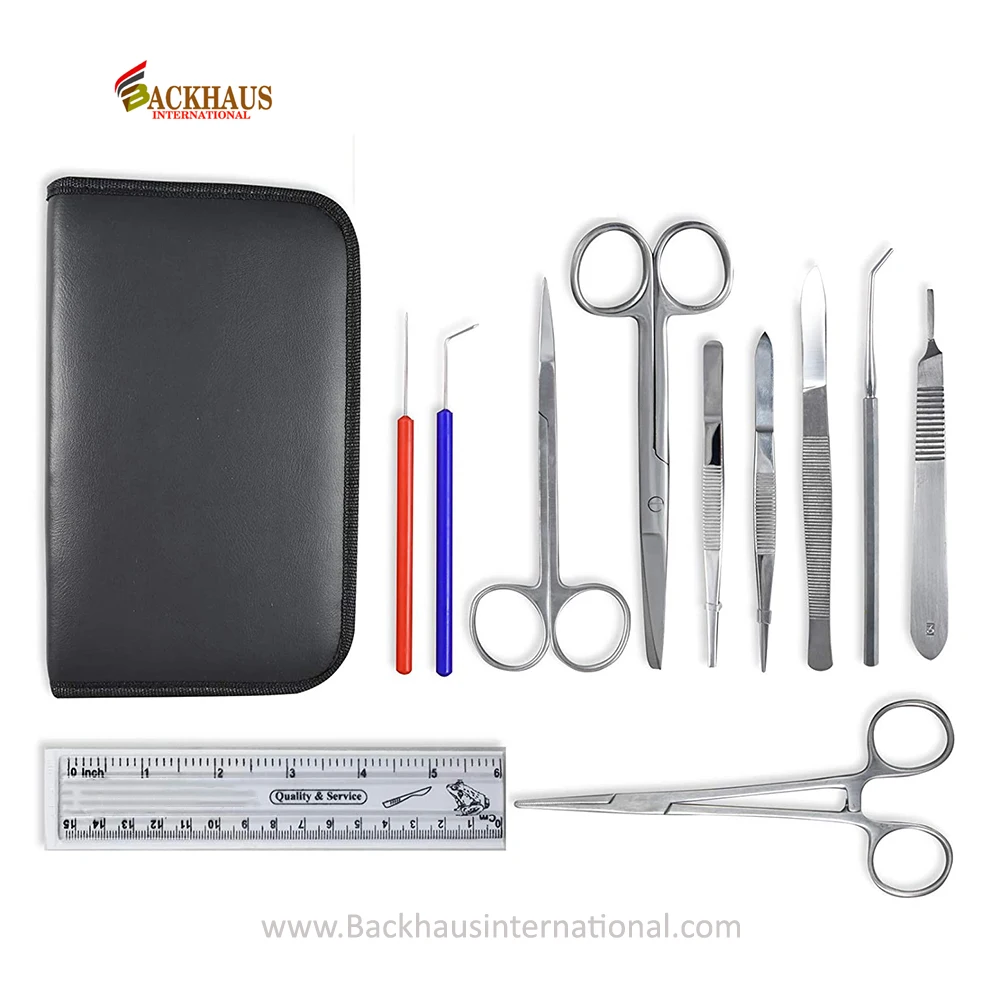 Professional 10-Piece Surgery Kit Stainless Steel Scissor Scaler Forceps and Other Manual Essential Surgical Tools Set with Case