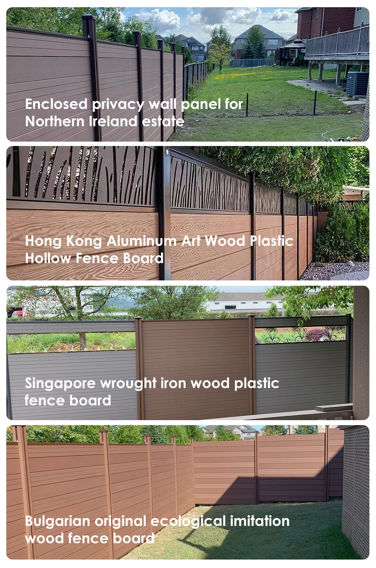 Materials Outdoor Garden Wooden Panels Wpc co-extrusion Fencing Rail Composite Fence