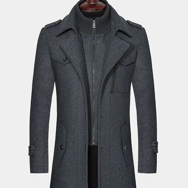 New Man Warm Trench Suits Jacket Casual Overcoat Abrigos Para Hombre Long Winter Coats for Men Long Clothing Length