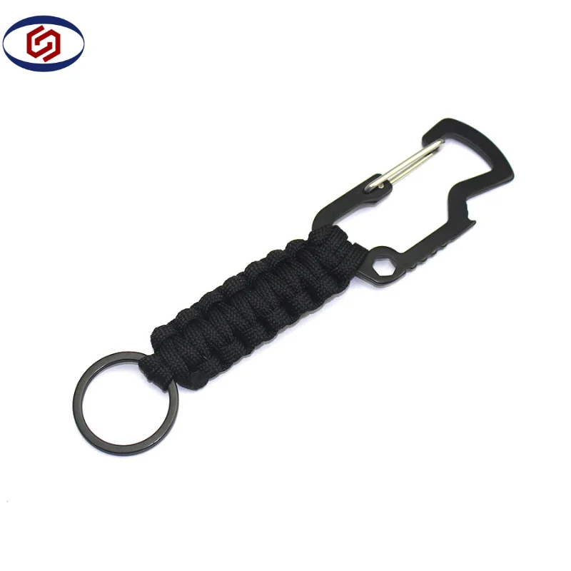 Outdoor Tactical Mountaineering D-Shackle Keychain Climbing Braided Paracord Survival Keyring
