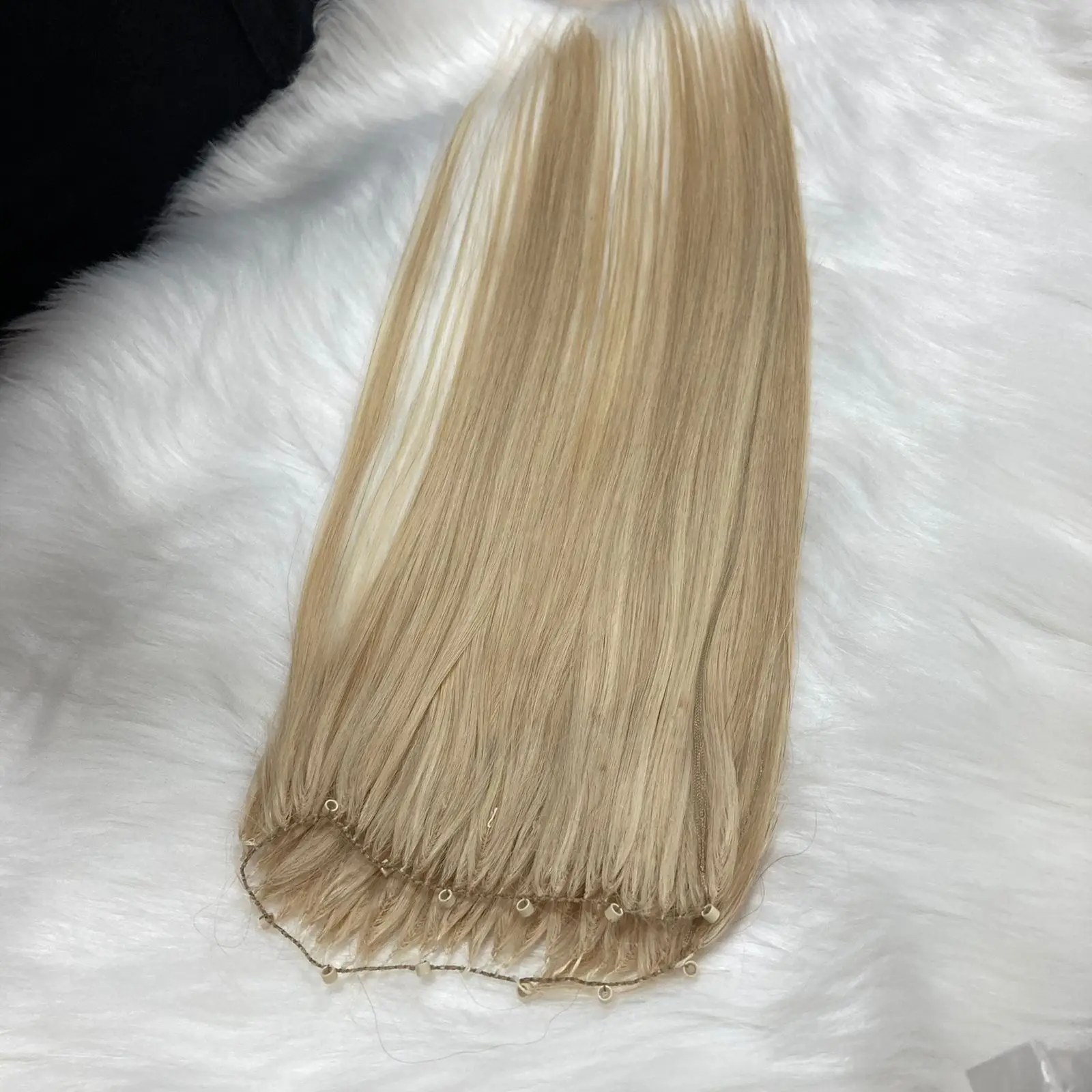 Supply Feather Weft hair extension straight blonde color 100% virgin human hair in Apohair Viet Nam