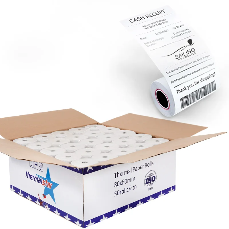 57x30mm printer paper thermal rolls cash register custom brand logo