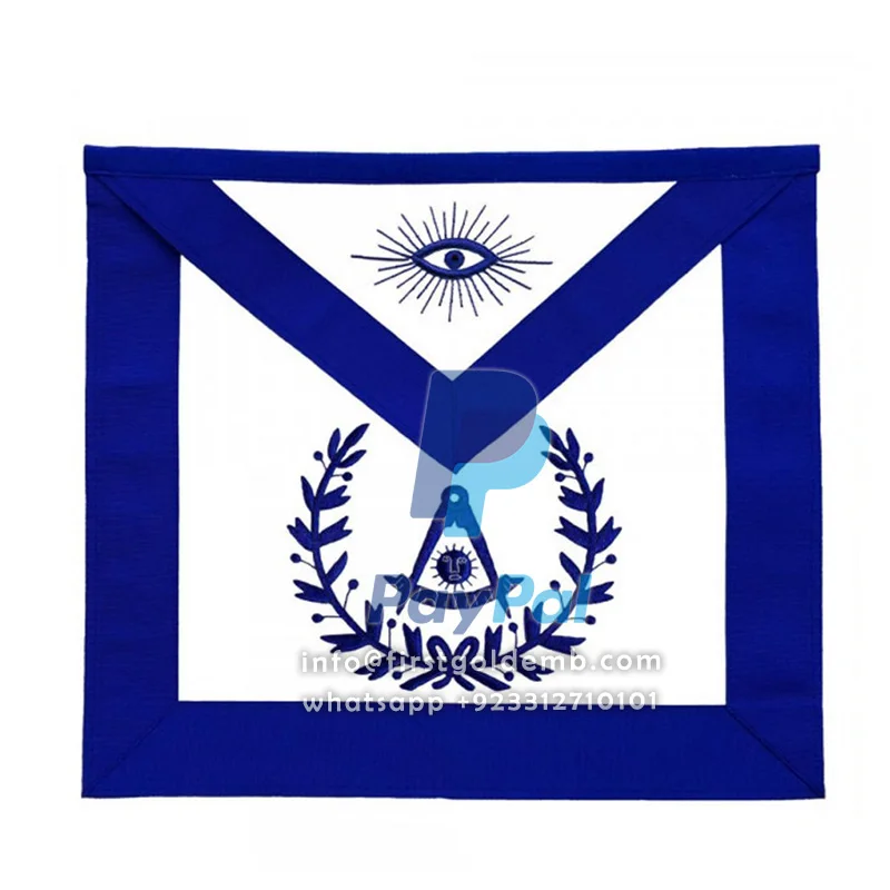 Masonic Past Master Apron With Wreath Blue