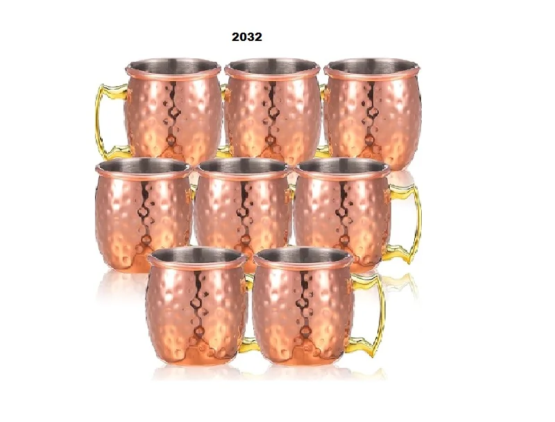 Hammered Antique Copper Mugs 8 Pcs Mini Moscow Mugs 2 oz Mule Glasses Copper Cups for Home  Kitchen Bar Drinkware (Rose gold)