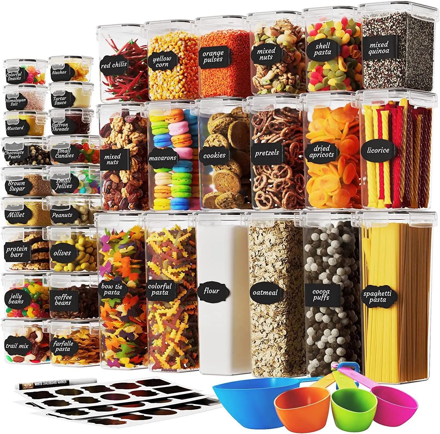42 Pieces Dishwasher Safe Heat Resistant Airtight BPA-Free Plastic Food Storage Container Box Kitchen Pantry Organizers Set
