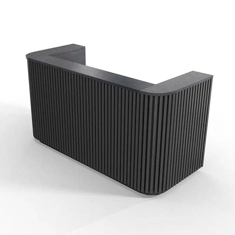 Modern beauty salon fence  design MDF front reception desk furniture with Led logo